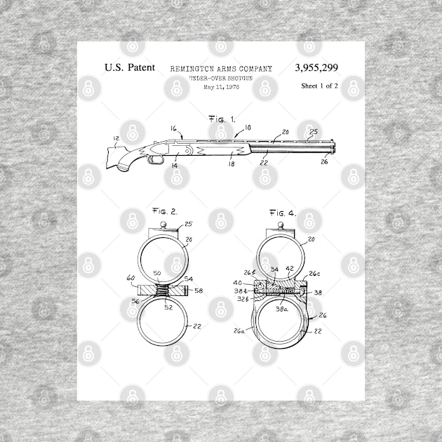 Remington Shotgun Patent - Police Officer Law Enforcement Art - White by patentpress